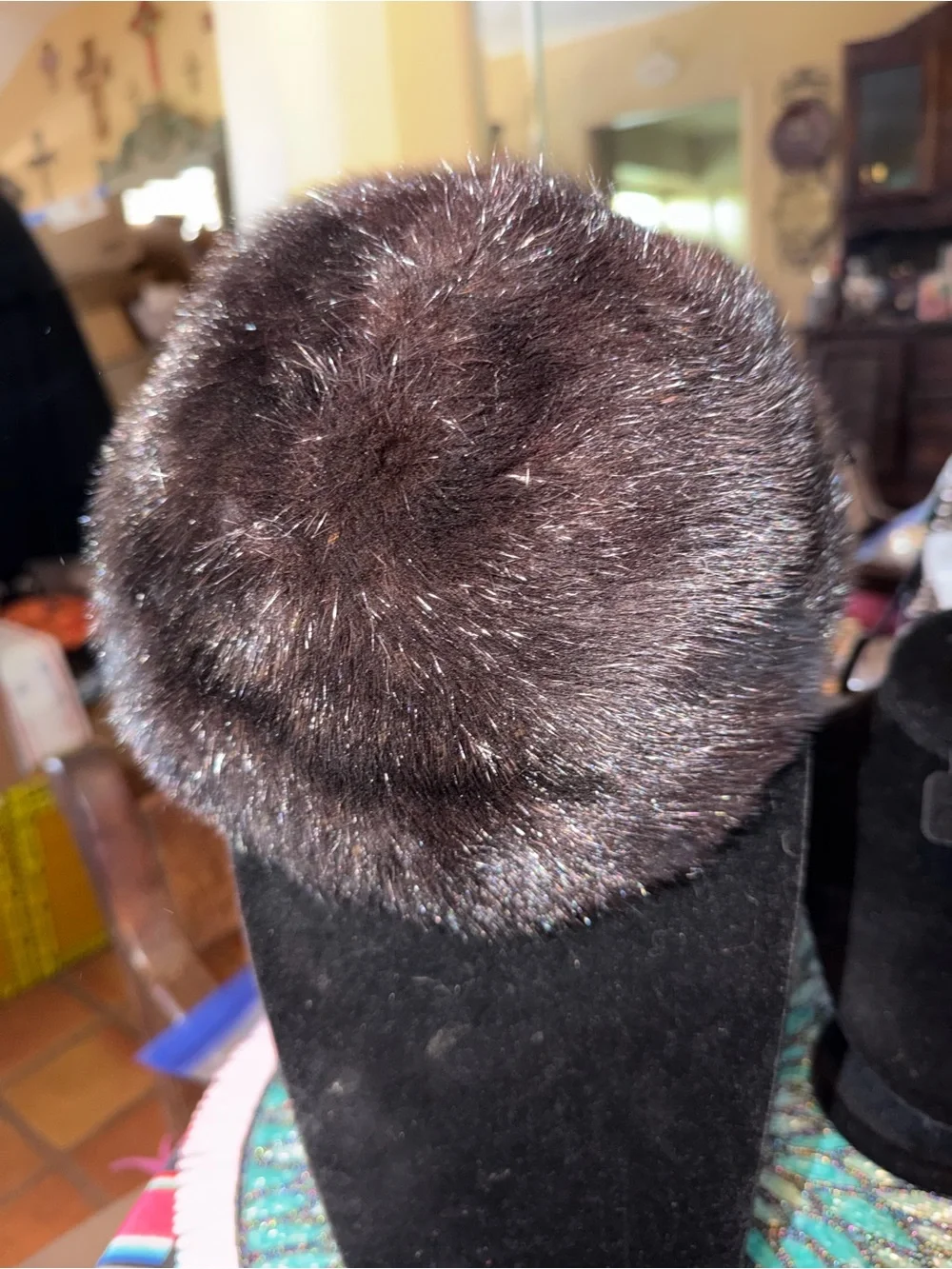Small Black Mink Fur Vintage Hat